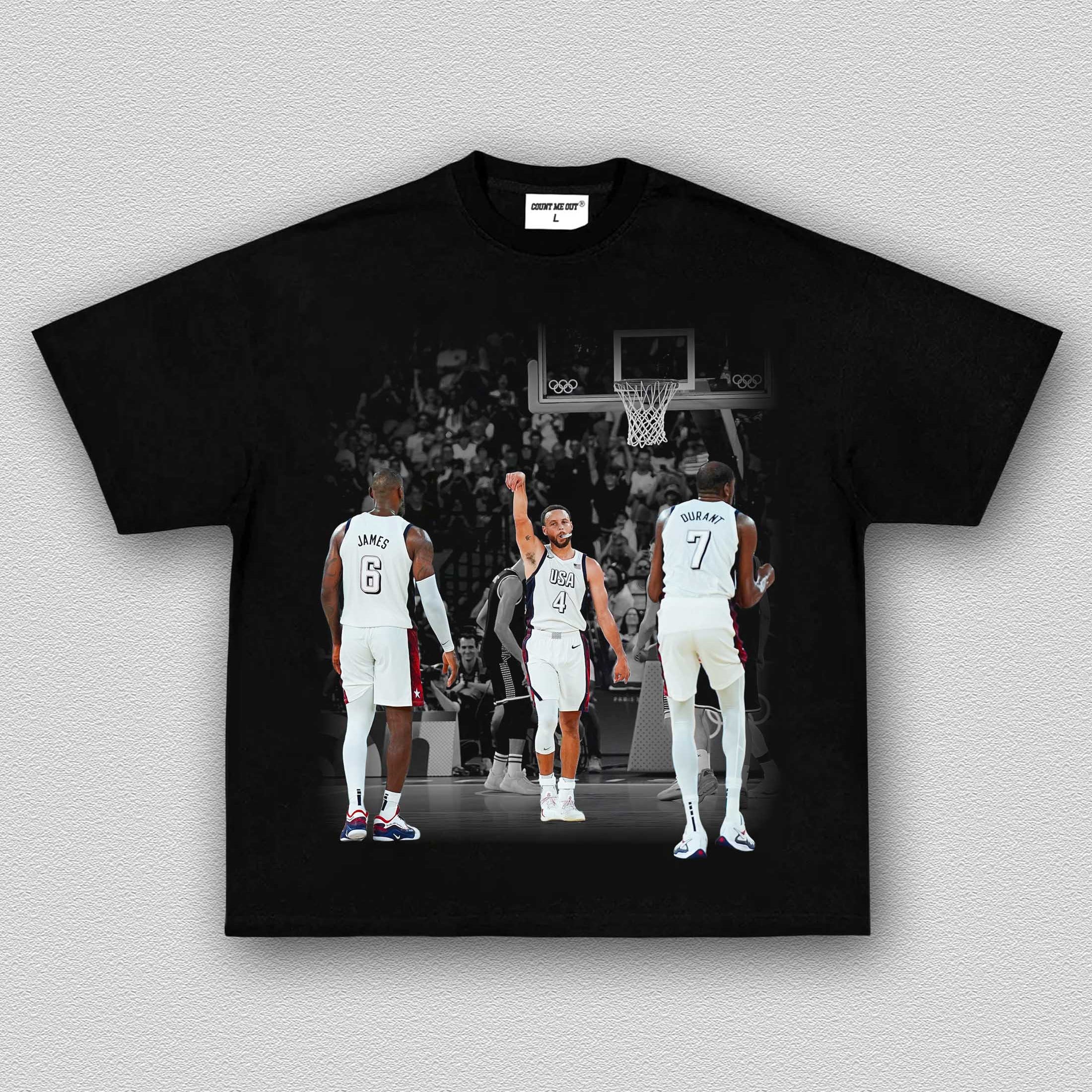 STEPHEN CURRY  AND KEVIN DURANT AND LEBRON JAMES 8.15-1 TEE